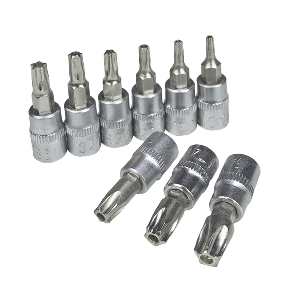 

9pcs 5 Point Star Torx Screwdriver Bit Set 1/4 Inch Drive Pentalobe TS10 TS15 TS20 TS25 TS27 TS30 TS40 TS45 TS50