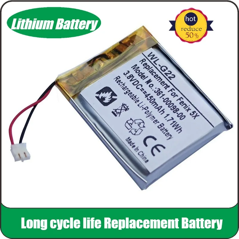 

New Replacement Watch Battery 361-00096-00 361-00097-00 361-00098-00 3.8V 450mAh For Garmin Fenix 5S 5 5X