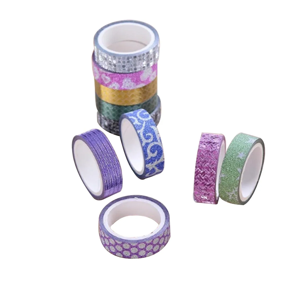 

10pcs Creative Stickers Colorful Washi Tape Set Decorative Glitter Crafts Paper Decoration for Kids DIY Projects