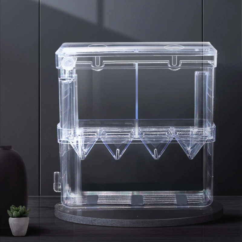 

Yee Large Acrylic Breeding Box for Livebearer Fish - Guppy Breeding Isolation Tank with Slots for Fry Protection