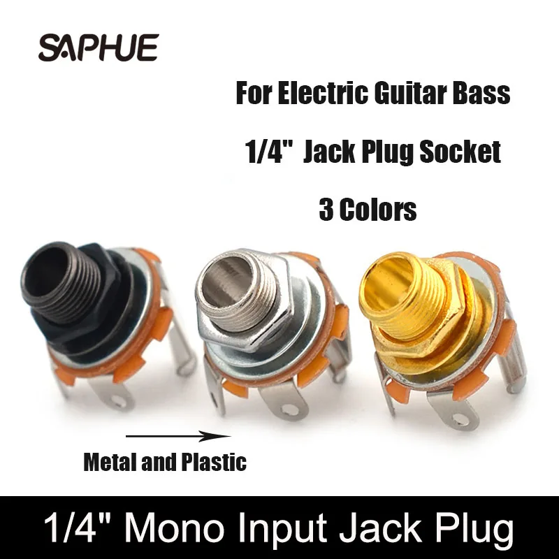 

100Pcs 3 Colors 1/4" Mono Input Jack Plug Socket For Electric Guitar Bass,Guitar Pickup output jack Plug Socket 6.35