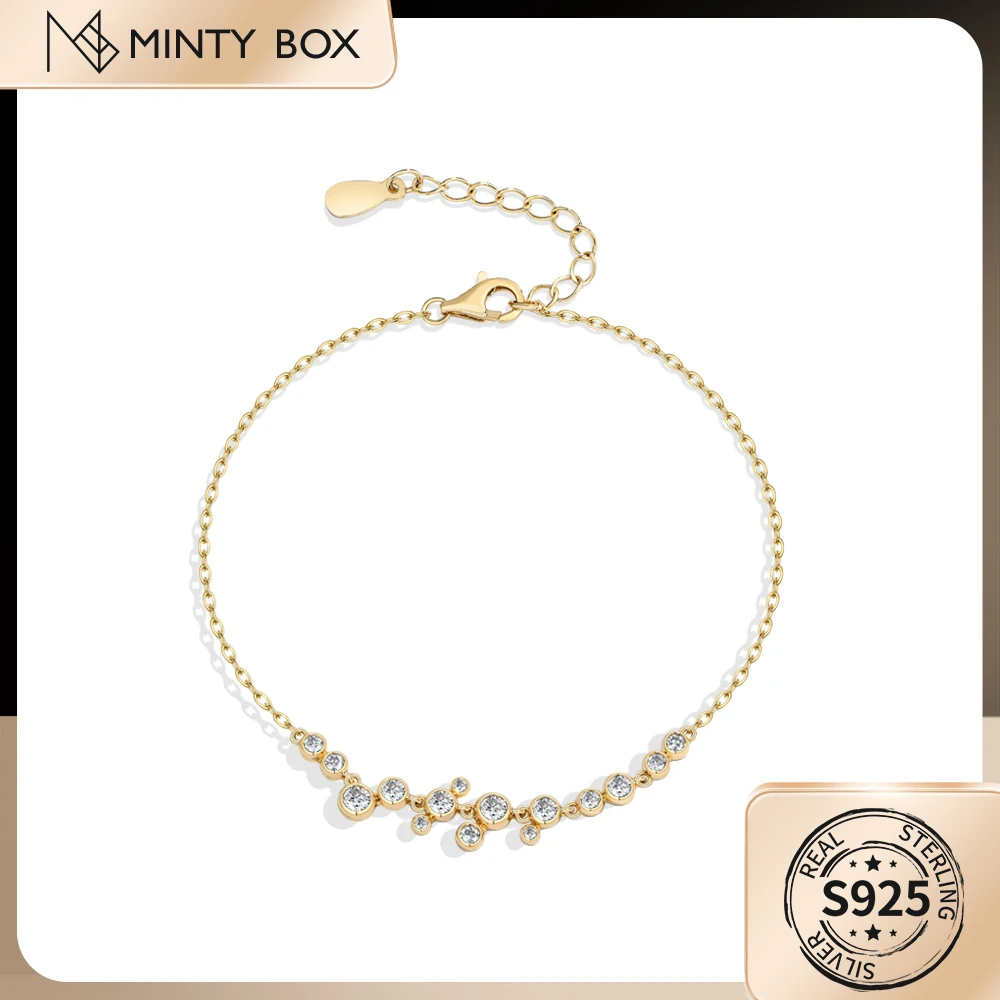 

MINTYBOX 925 Sterling Silver Moissanite Bracelet For Women Girls Wedding Party 19cm Bangle Luxury Elegant Anniversary Jewelry