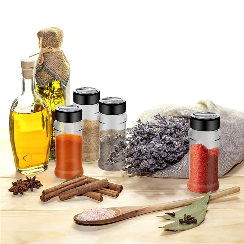 ABGG-Empty Seasoning Bottles 3 Oz 36 Pack Plastic Spice Jars Clear Small Containers Cap Shaker And Stickers Included
