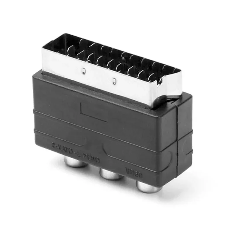 

ABMF-Scart Male Plug To 3RCA Phono Female PS4 WII DVD Adapter For PS4 For WII DVD VCR