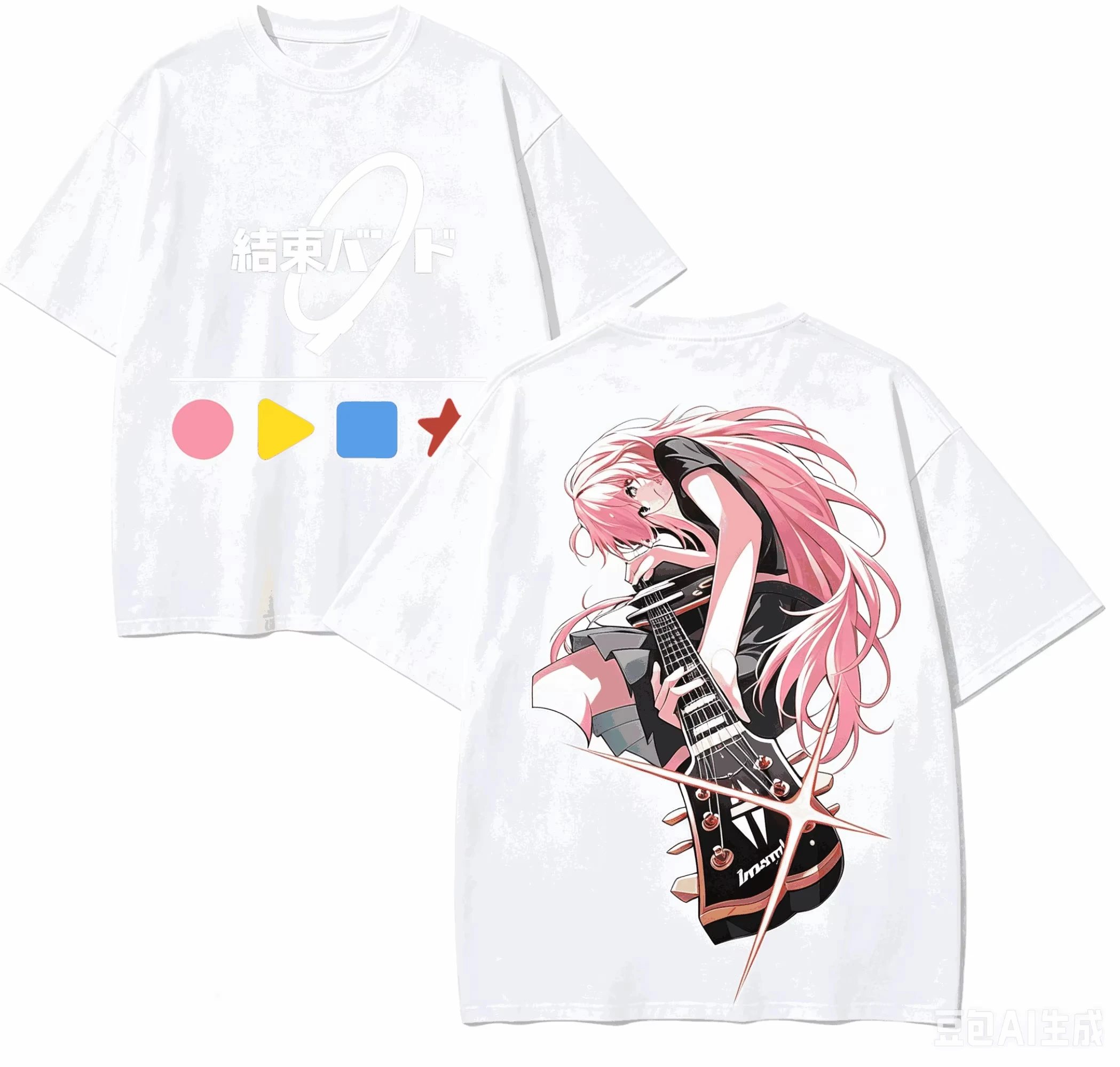 New Oversized Retro High Street Cotton T-shirt for Bocchi The Rock Anime Fans, Harajuku Fashion Style T-shirt