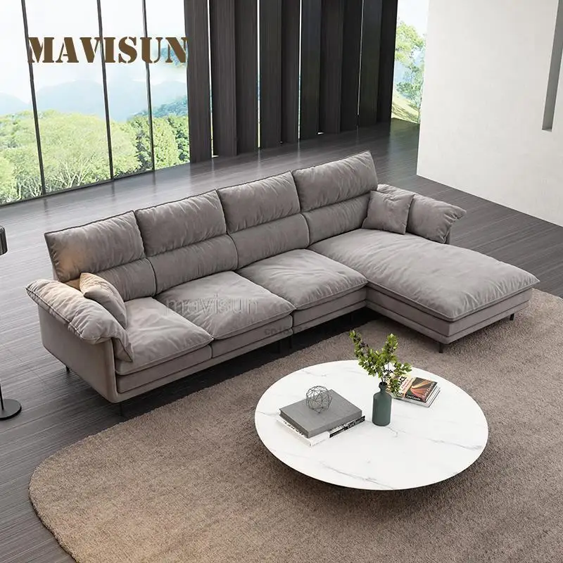 

Soft Technology Fabric Corner Sofa With Chaise Lounge Modern Minimalist Living Room Down Sofa Italian Luxury High-End Furniture