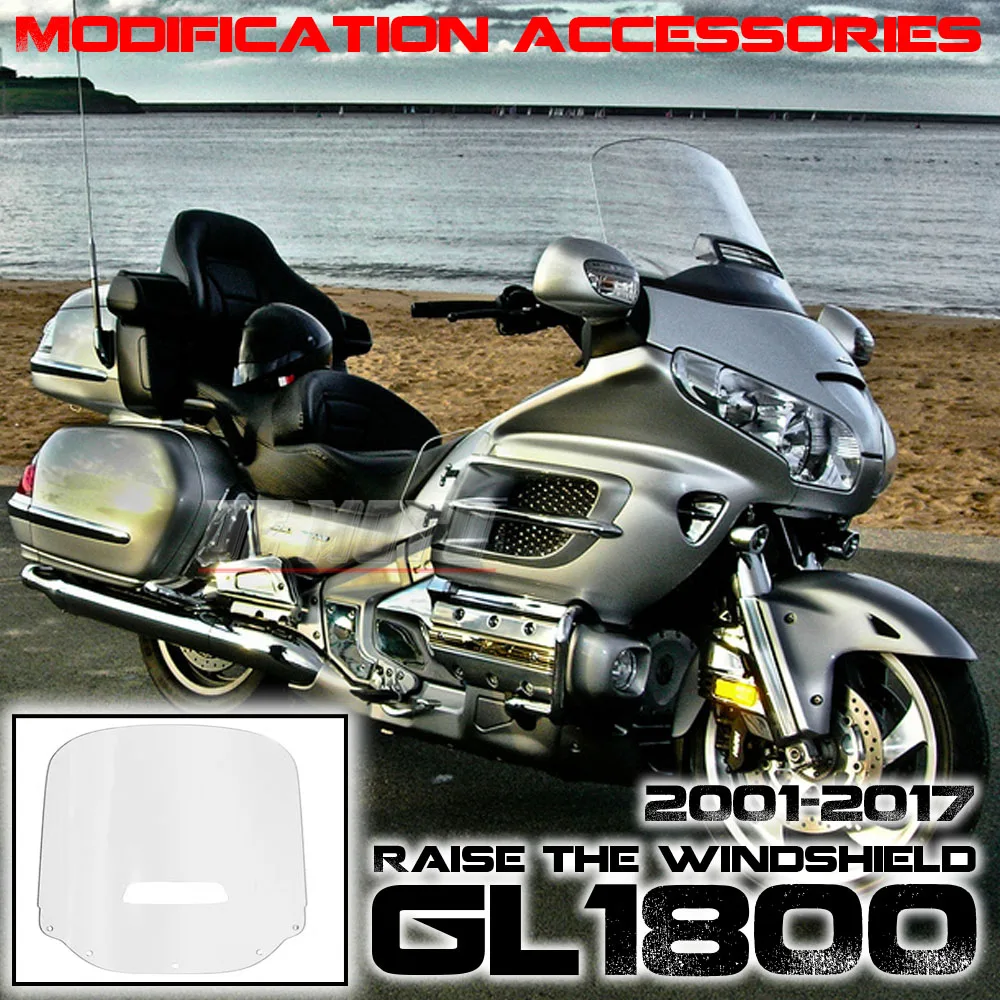 

For Honda GoldOO GL1800 2001-2017 Touring Windshield Standard Recommended Vented Gold Wing GL 1800 Raised Front Windshield