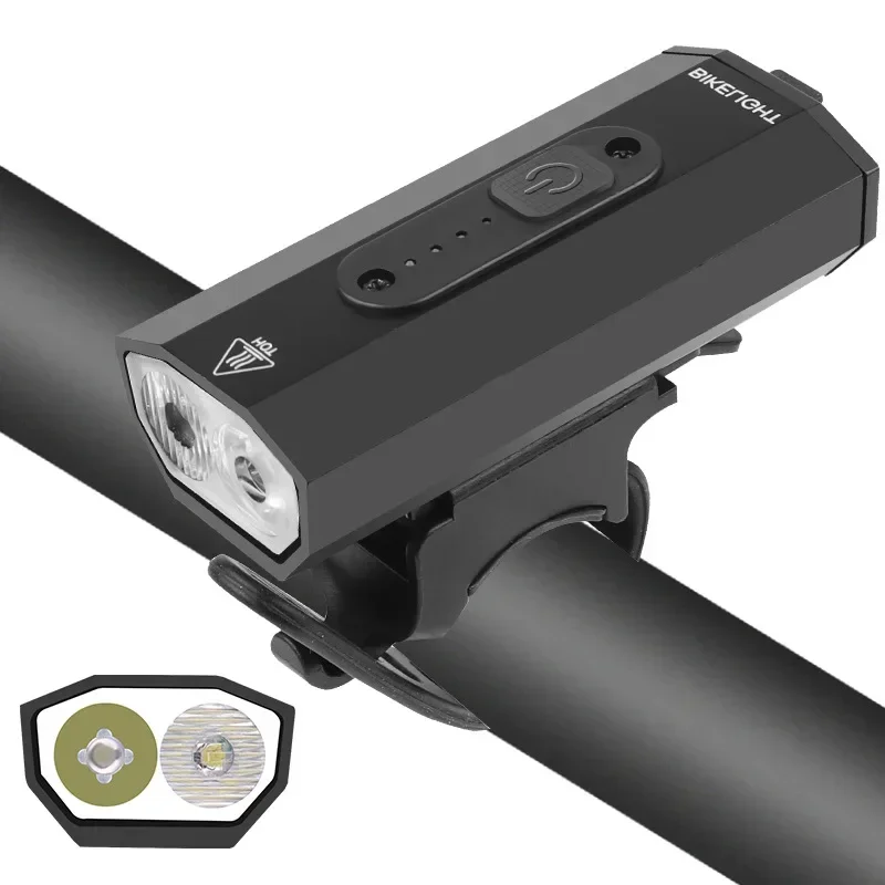 1200 mAh Dual T6 Fietslicht met clip USB Oplaadbare Waterdichte Fietskoplamp 6-snelheidsaanpassing Super Heldere Zaklamp