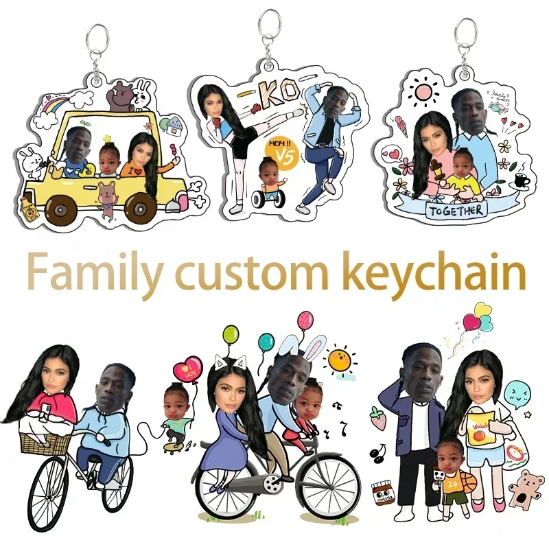 Family Custom Personal Keychain Lover Photo Key Chain DIY Personalized Pendant Baby Custom Keychain Photo Mom, Dad, Child