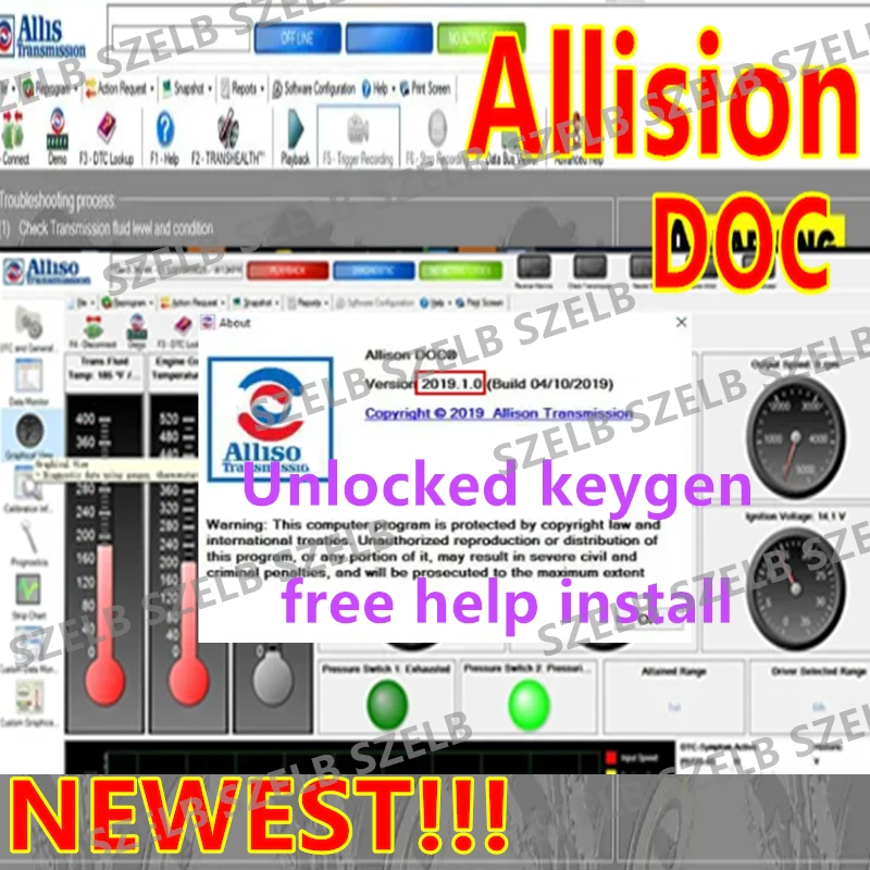 2024 hot sell, Allison DOC 2019 + GEN5 File Transmission PC-Service Tool with keygen Can Work for NEXIQ Tool, free help Install