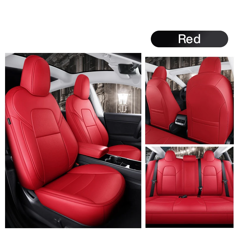 Voor Tesla Model Y Op Maat Gemaakte Autostoelhoes Accessoires Voor Tesla Y 360 Graden Volledig Beklede Duurzame Nappa Lederen Stoelhoes - afbeelding 1