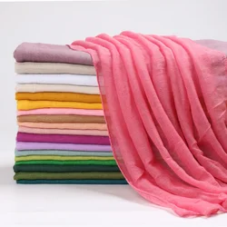 Antumn Winter Cotton Linen Scarf Shawl Women Muslim Islamic Crinkle Hijab Scarf Solid Color Large Headscarf Shawl And Wraps Hot