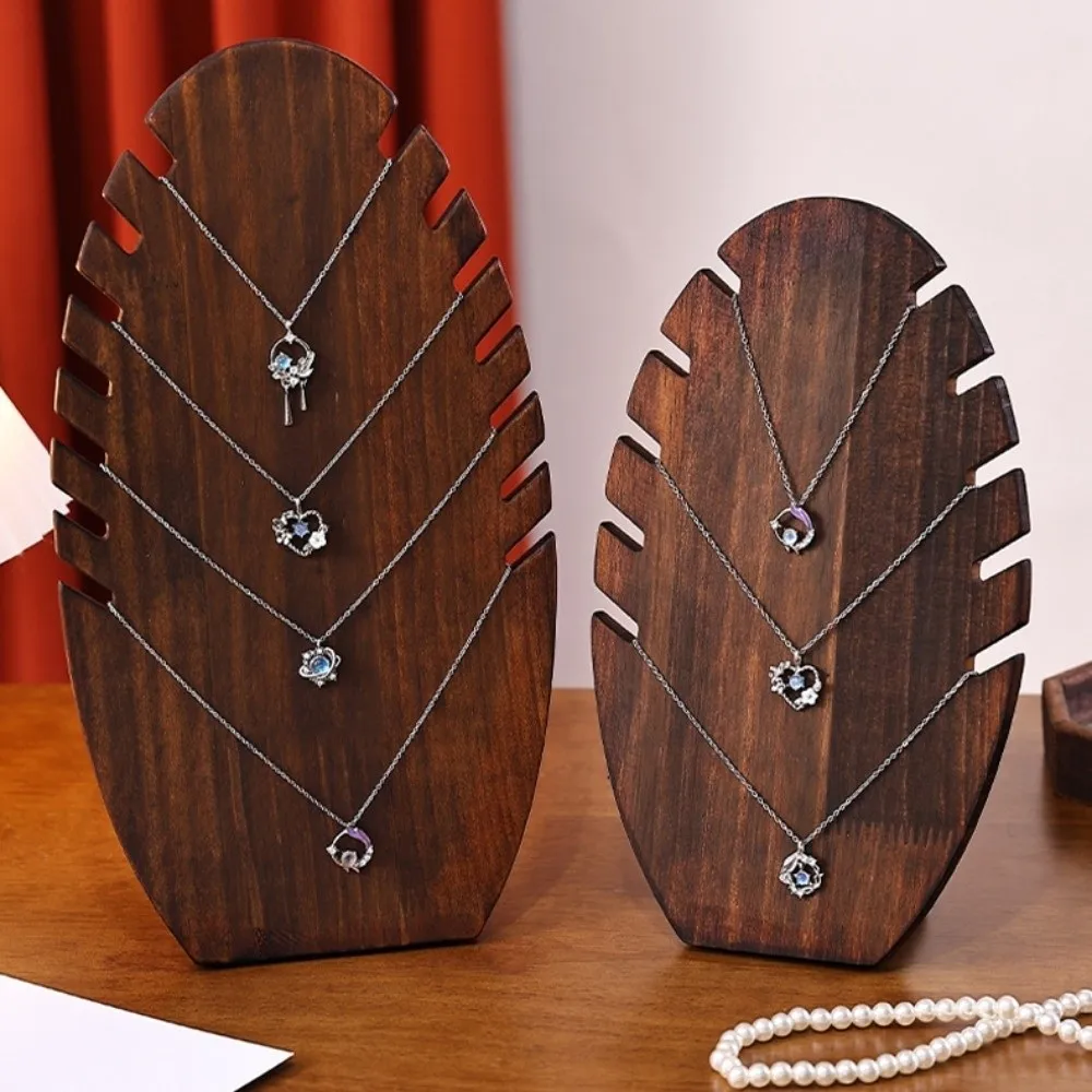 خشبية لهب شكل قلادة عرض مجلس قلادة مجوهرات مستقرة المنظم الرف خمر قلادة بسيطة عرض موقف #3