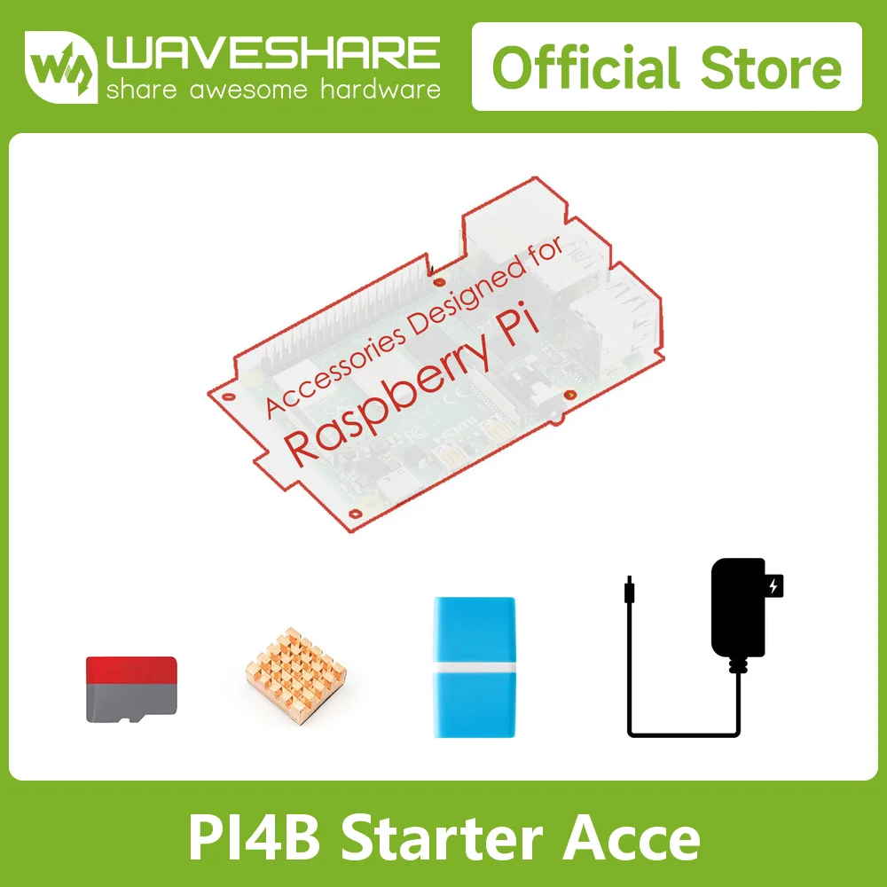 Waveshare PI4B Starter Acce,Micro SD Card, Heat Sink, Power Supply, Not Include Raspberry Pi 4