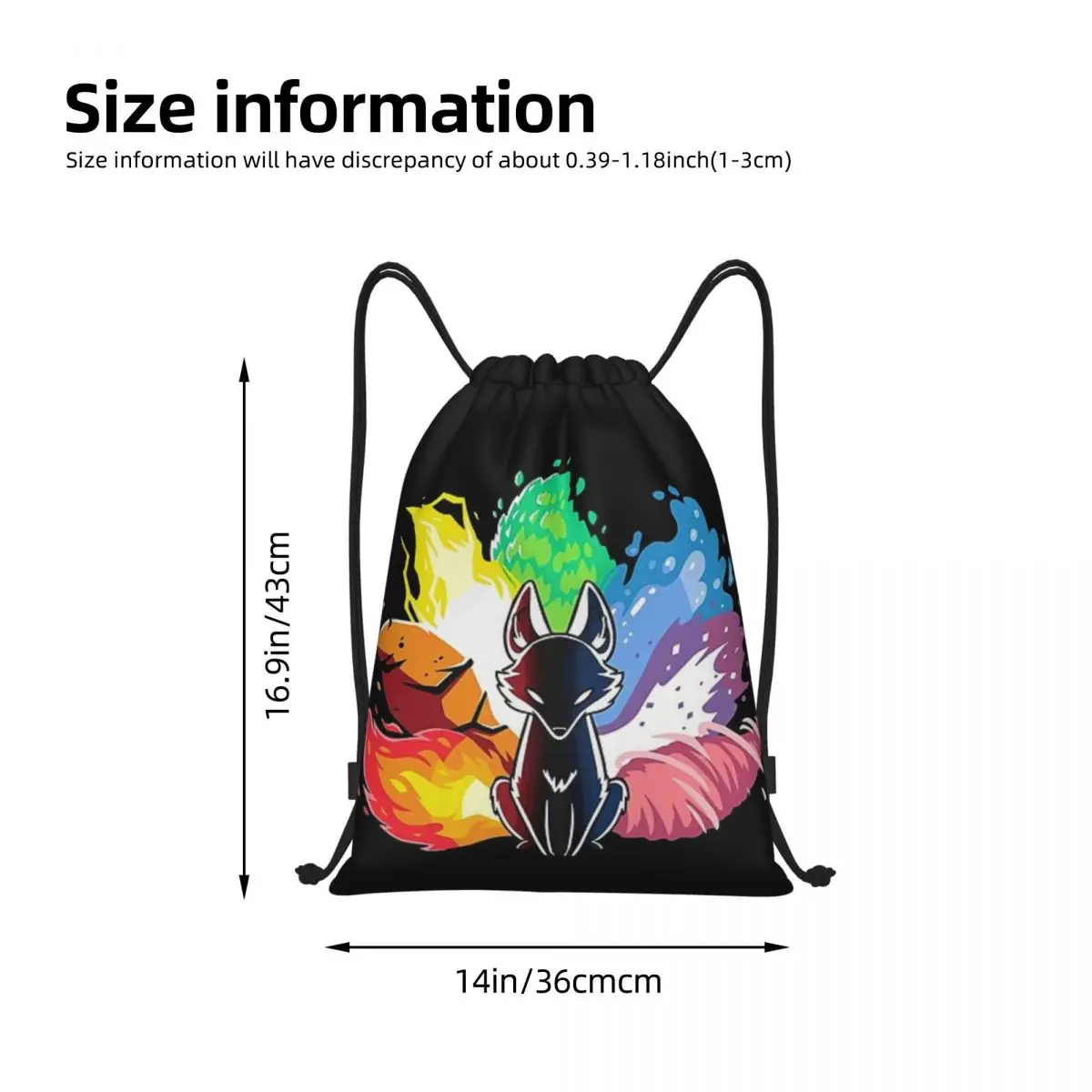 Custom Nine Tail Fox Kitsune Fashion Women Men Drawstring Bag Backpack Portable Folding Bag Shopping Waterproof Backpack