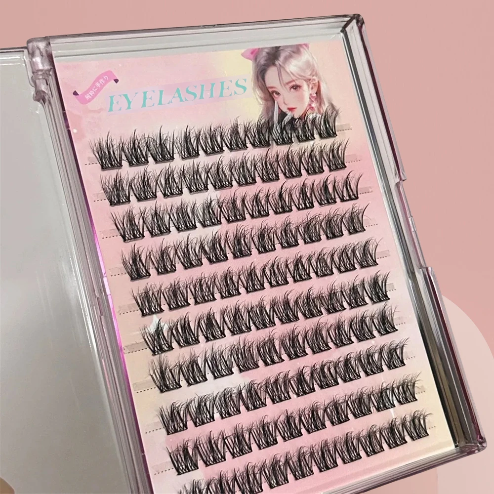 Natürliche Lockige 10-Reihen Selbstklebende Wimpern 2mm Dünne Wimpern Schlanke Augenvergrößernde DIY Wimpernverlängerungen für Beauty-Make-up