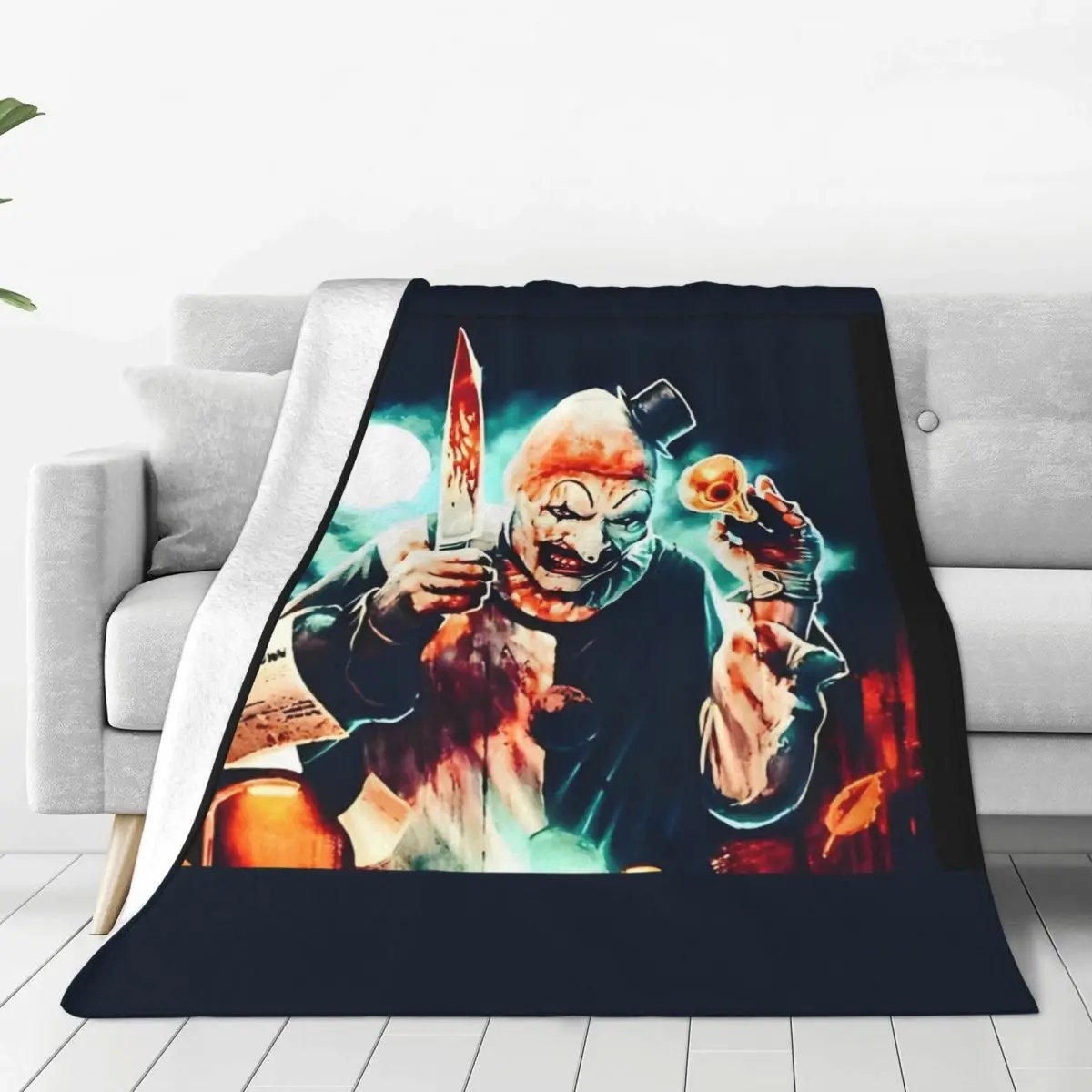 The Terrifier Art The Clown Super Soft Blanket Camping Plush Bedding Throws Novelty Couch Bed Flannel Bedspread Sofa Bed Cover