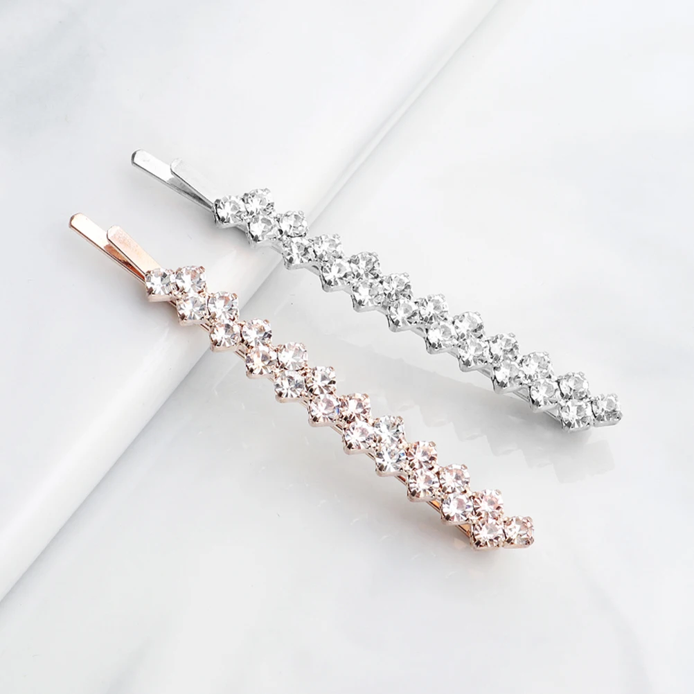 

4pcs Crystal Hairpin Metal Rhinestone Hair Clips Diamond Bobby Pins Bridal Rose Assorted Color Bling Headgear Decorative Pin