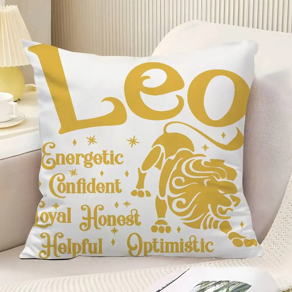 Cool Gold Leo Throw Pillow Cover Neutral Decor Cushion Cover Soft Sofa Couch Bed Home Decor Pillow Case