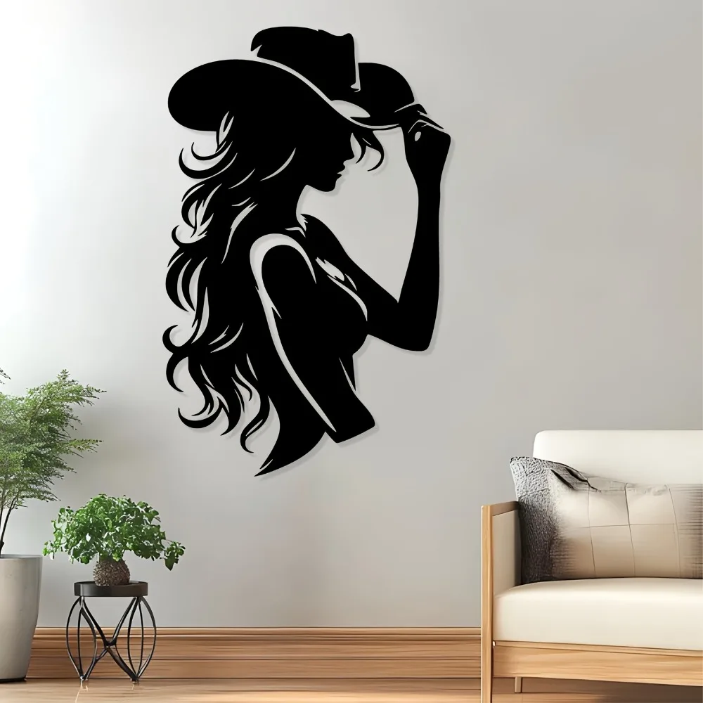 Cowgirl Pferd Eisen Metall Wandkunst, Western Ranch Wanddekoration für Wohnzimmer Schlafzimmer, Bauernhaus Geschenk