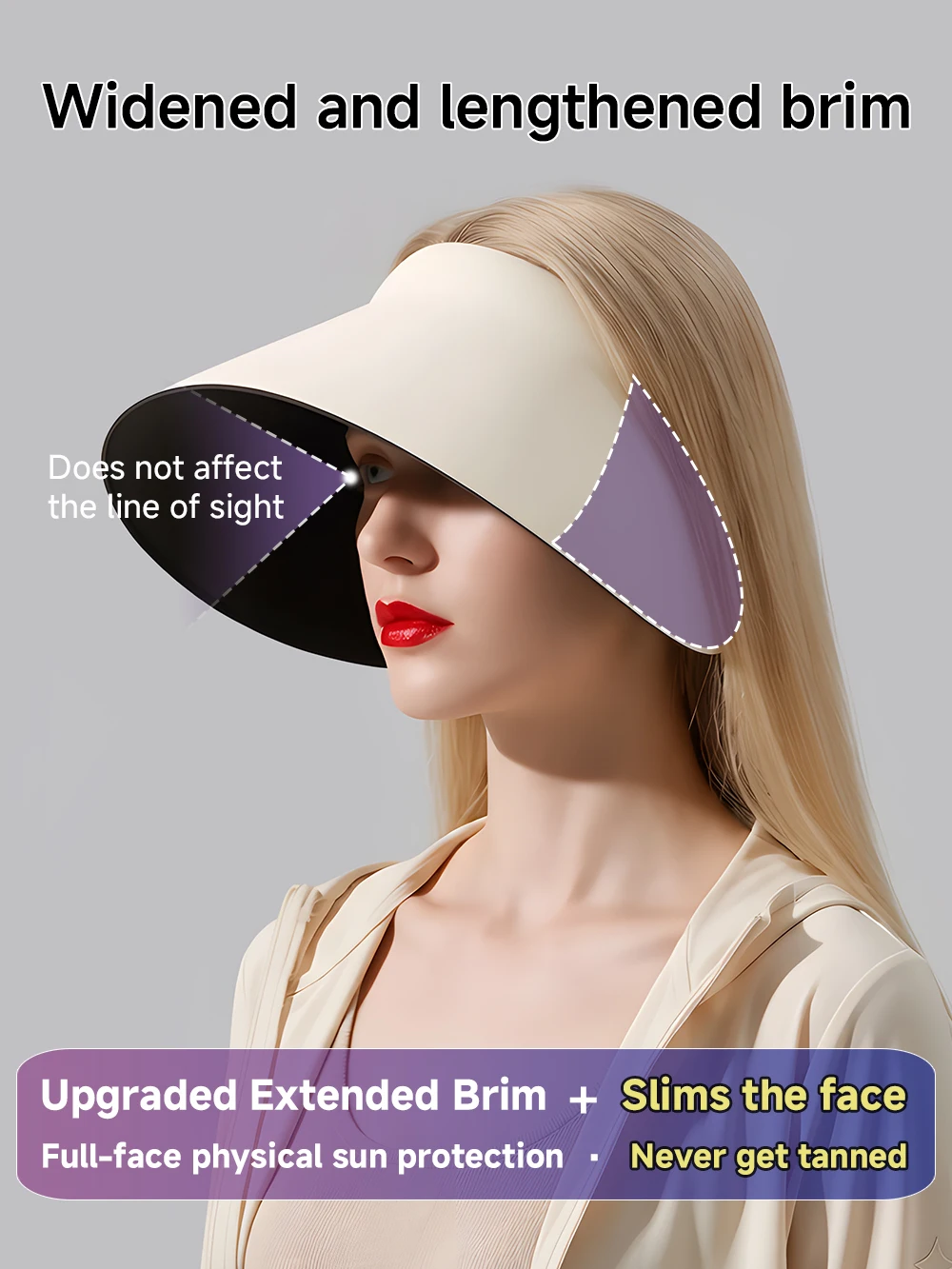 Summer New Seamless Sun Hat with UV Protection for Women, Featuring A Large Brim and An Empty Top for Shade