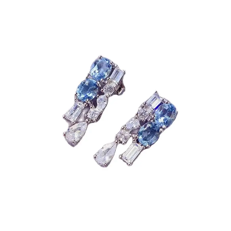 

SHILOVEM 925 sterling silver Natural Topaz stud earrings classic fine Jewelry women party gift wholesale 4*5mm le0405935agb