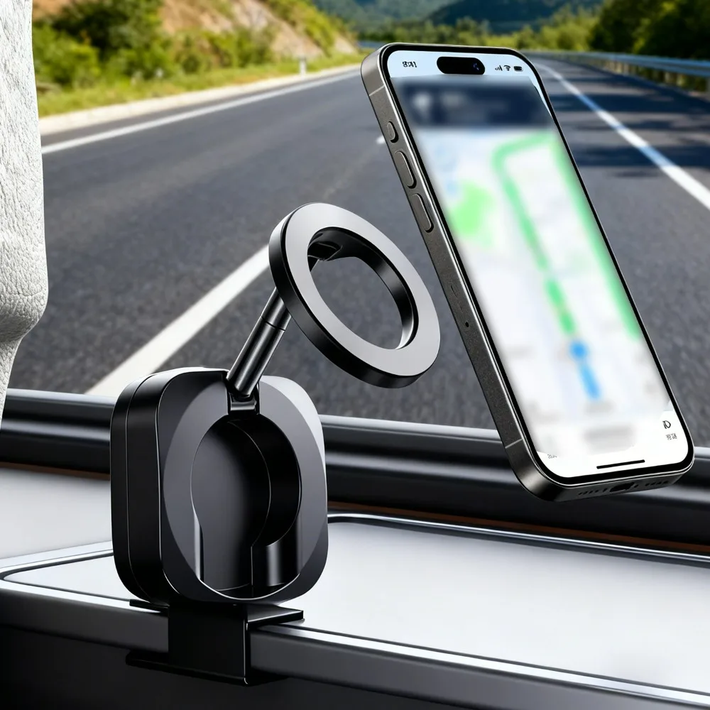 Soporte magnético plegable para teléfono para cinta de correr Magsafe, soporte Universal plegable para coche, soporte magnético ajustable con rotación para teléfono inteligente