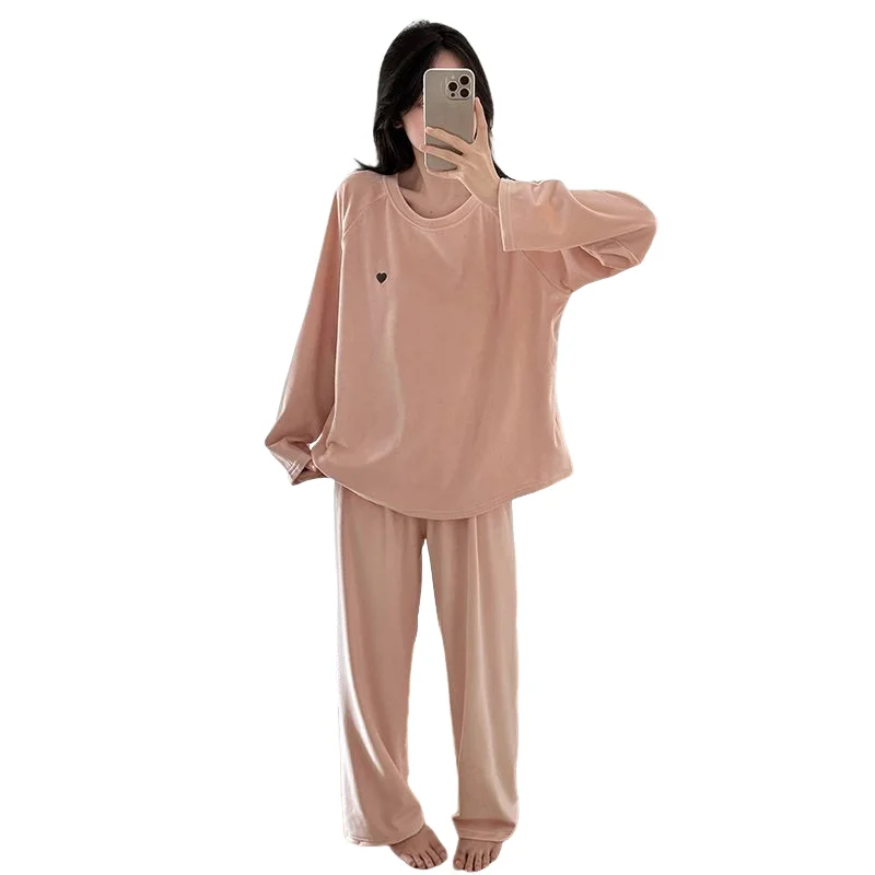 

Women's Clothing Pajamas Winter New Model Island Velvet Minimalist Loose Round Neck Hood Wearable As Outerwear Homewear Suit