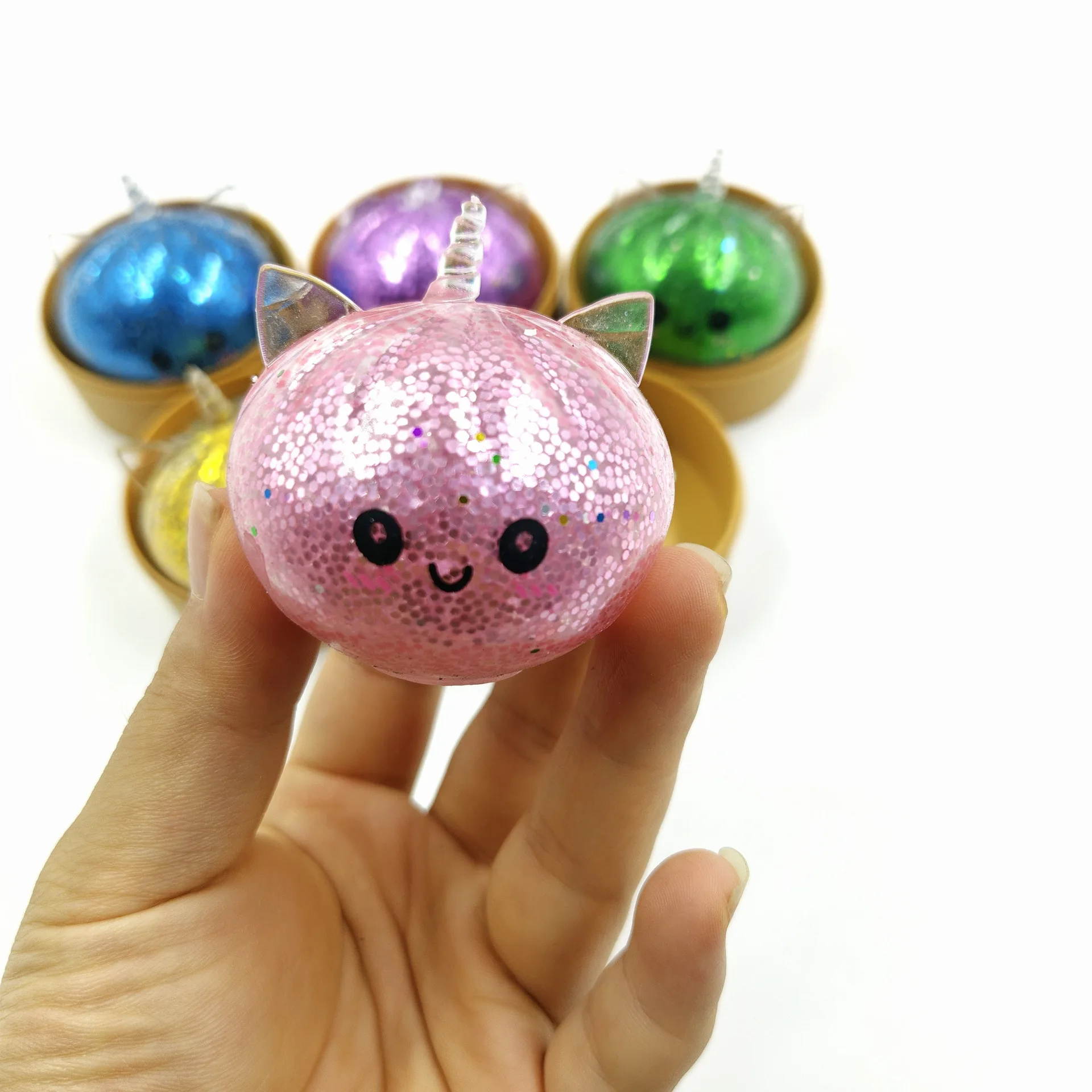 Cute Simulation Unicorn Dumpling Squishy Stress Ball With Bamboo Steamer Box Anti-Stress Toy Sensory For Creative Gift