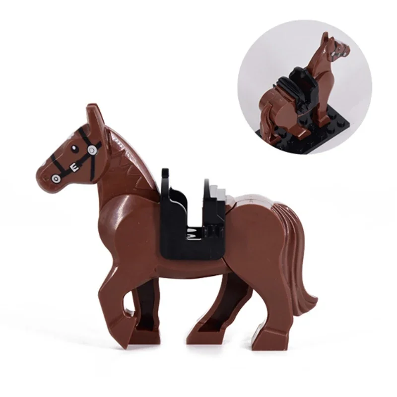 Briques de cheval briques de cheval de guerre ww2 figurines de chevalier médiéval militaire soldat du Lion armée cheval de guerre château blocs blindés animal