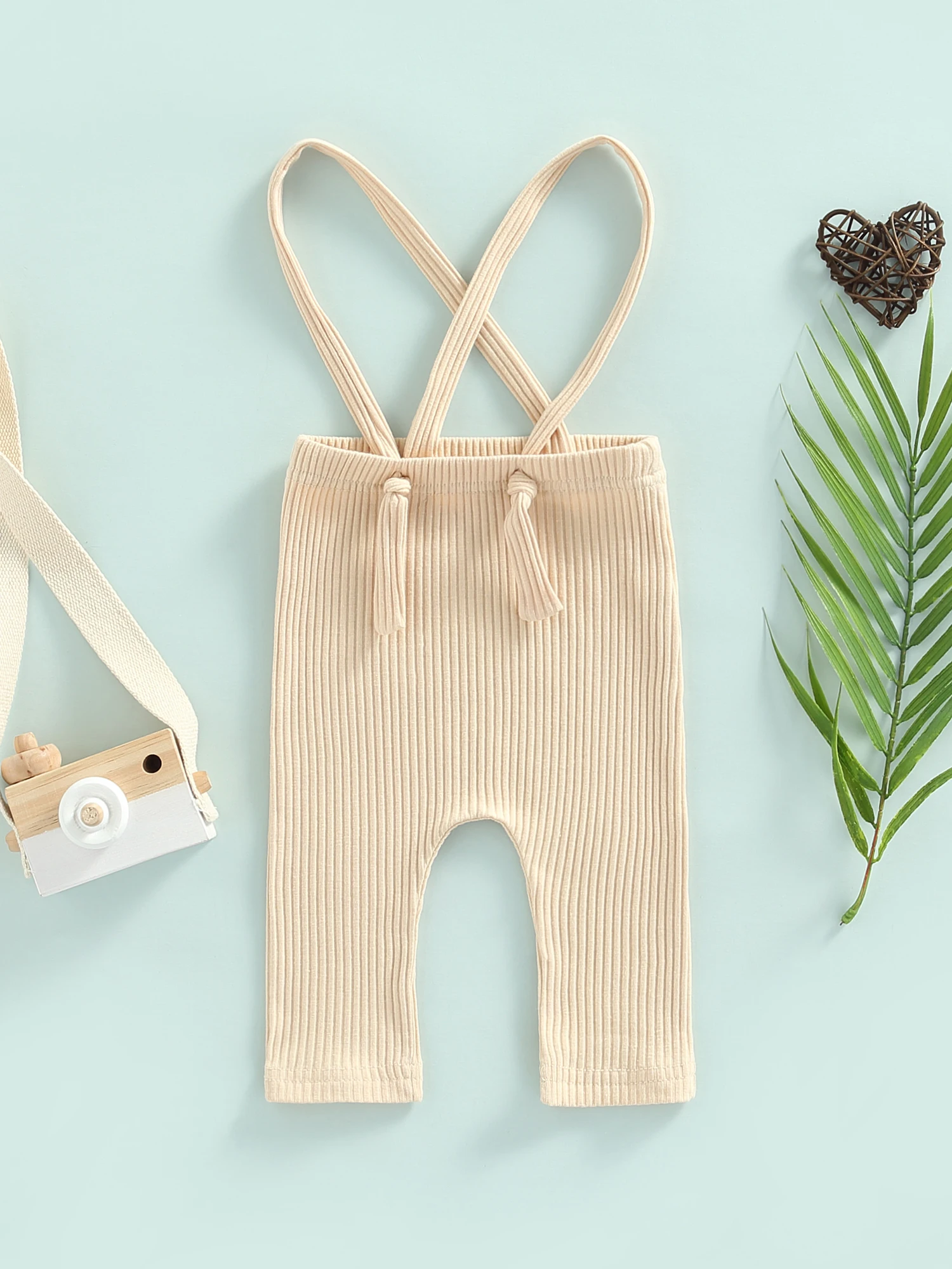 

Newborn Baby Boys Girls Romper Solid Color Button Sleeveless Ribbed Pants Set SuspendersJumpsuit Clothes