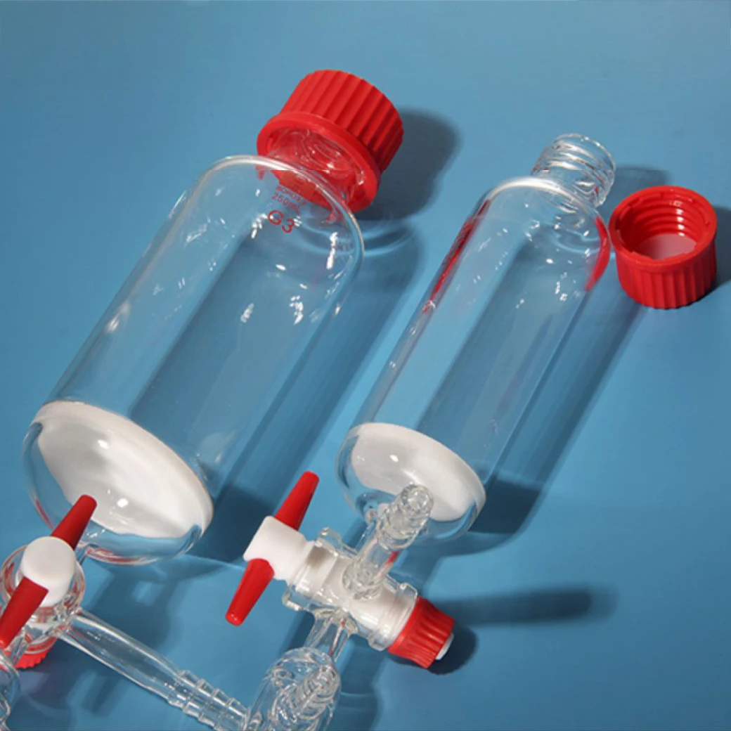 

Polypeptide solid phase synthesis tube G3 sand core board with tee joint nylon nut silicone gasket 25~500mL 1 piece