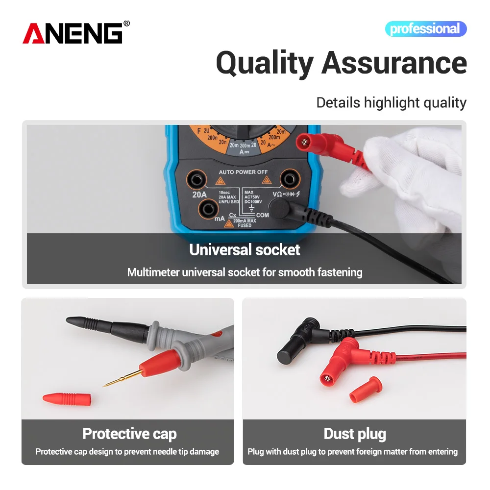 ANENG PT1031/32/35 10A 20A 1000V Multimeter Test Leads Sharp Needle Probe for Multi-tester Multimeter Pen Probe Test Wire