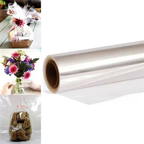 Rotolo di involucro di Cellophane trasparente per cestini di Bouquet di fiori regalo che avvolgono artigianato artistico carta da imballaggio in Cellophane per l'imballaggio di fiori