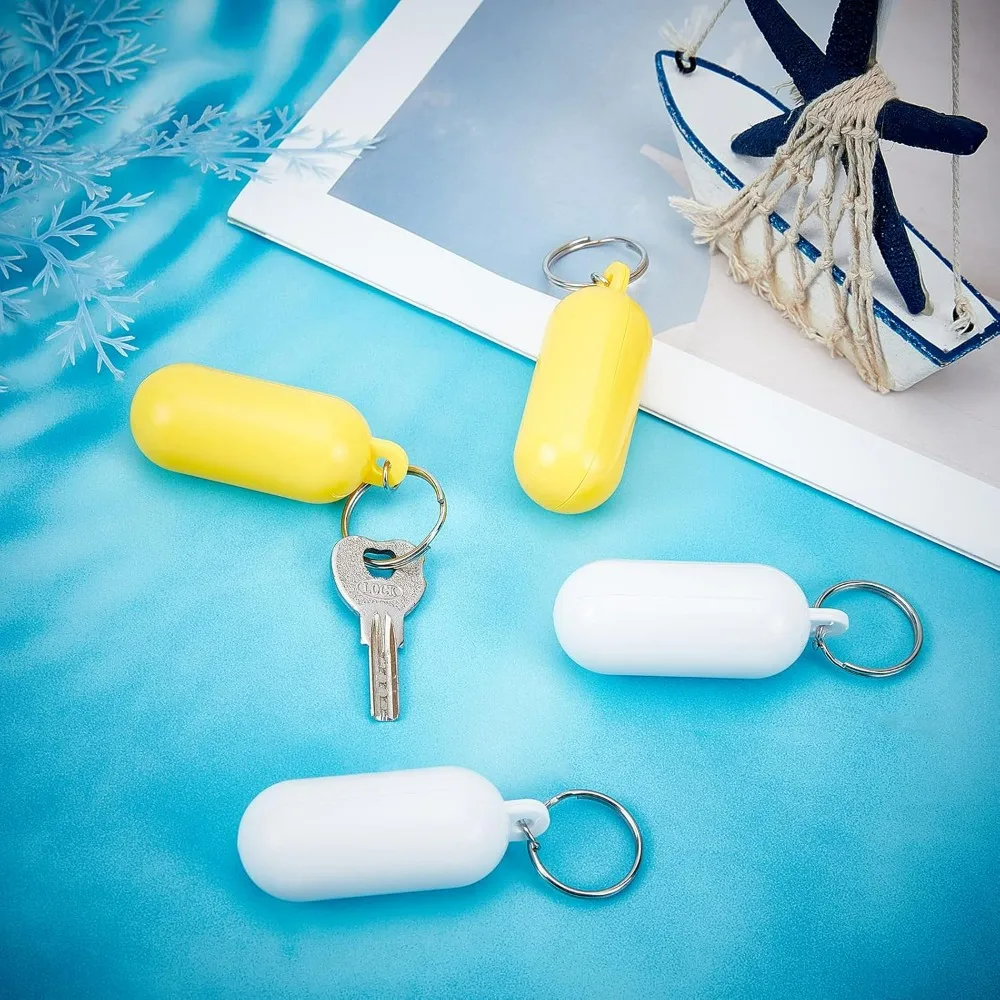 4Pcs Plastic Floating Keychain 3.5 Inch Long Pill-shape Floating Key Ring Floating Key Holder for Boating Fishing Making Kit