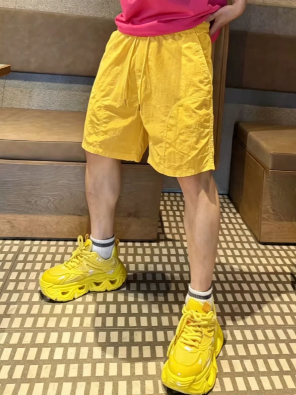 

Summer Lightweight Breathable Men's Casual Shorts Outdoor Sports Beach Four-Quarter Pants Simple Match Loose Processing Nylon...