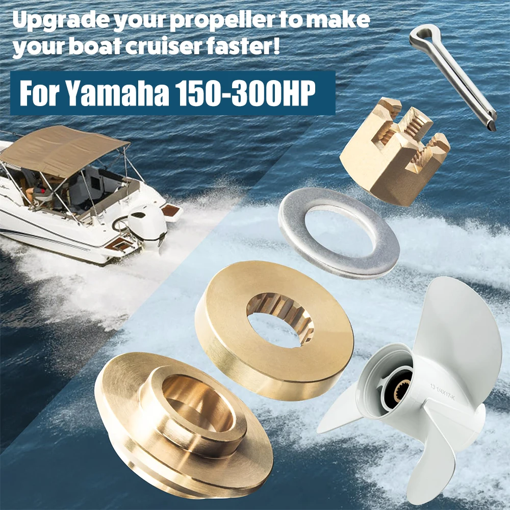 

River City Upgrade Hardware Kits fit Yamaha 150-300HP Outboard Motos Thrust Washer/Spacer/Washer/Nut/Cotter Pin Included