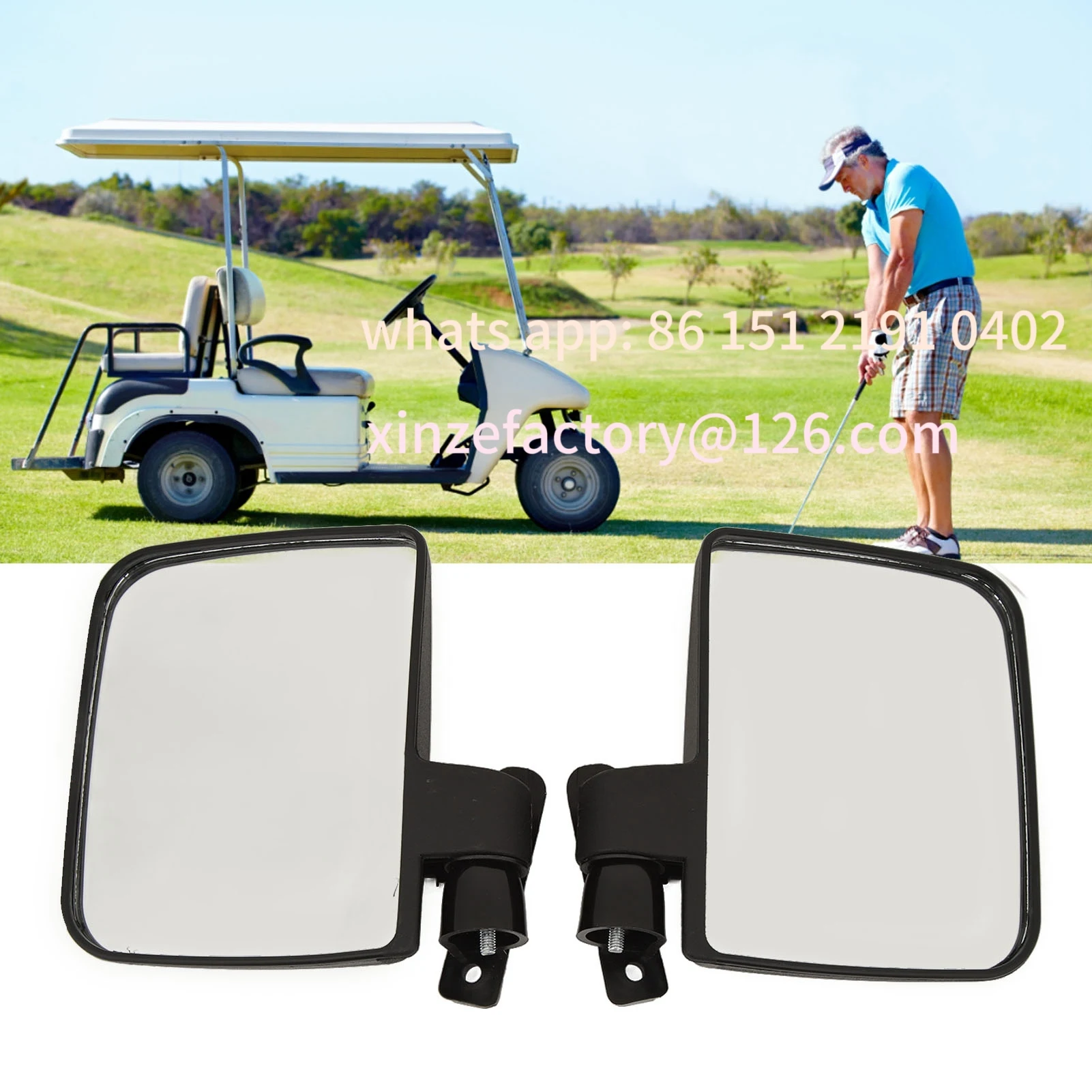 

Customizable Cart Mirrors 2 Pack Side View Mirror Cart Rearview Mirror for Club Car for EZGO Cart Mirror