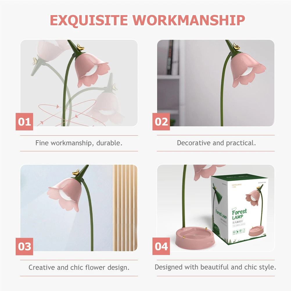 

Creative Flower LED Night Lamp Dimmable Small Table Light Bedside Lamp for Bedroom Decorative Portable Desk Light for Home Gifts