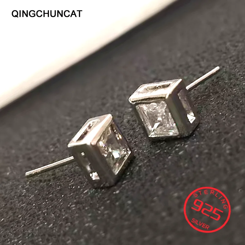 

Jewelery Princess Cut Clear Cubic Zirconia Stud Earring Fashion Jewellry 2026 Women's Stamp 925 Sterling Silver New