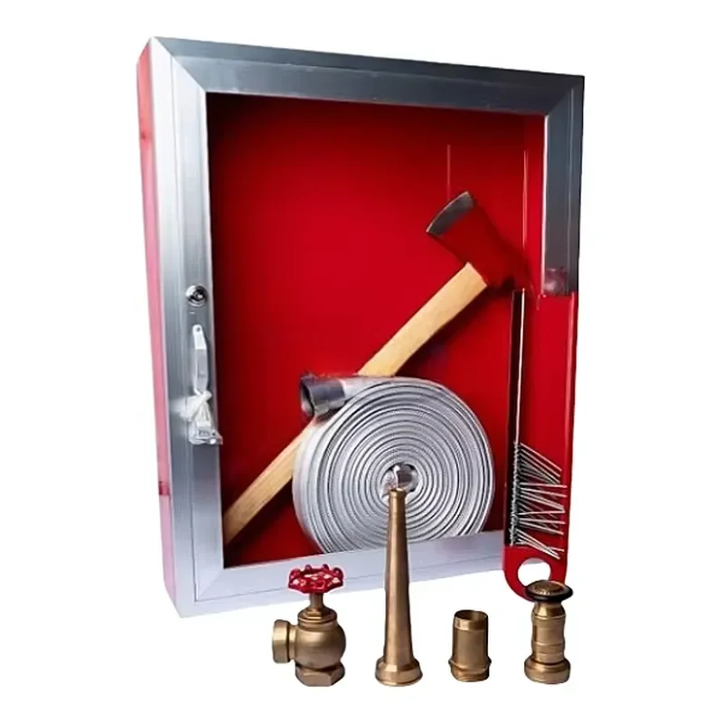 Philippine Style Fire Hose Cabinet Complete Set - Wall-Mounted Fire Safety Equipment with Hose Nozzle Tools