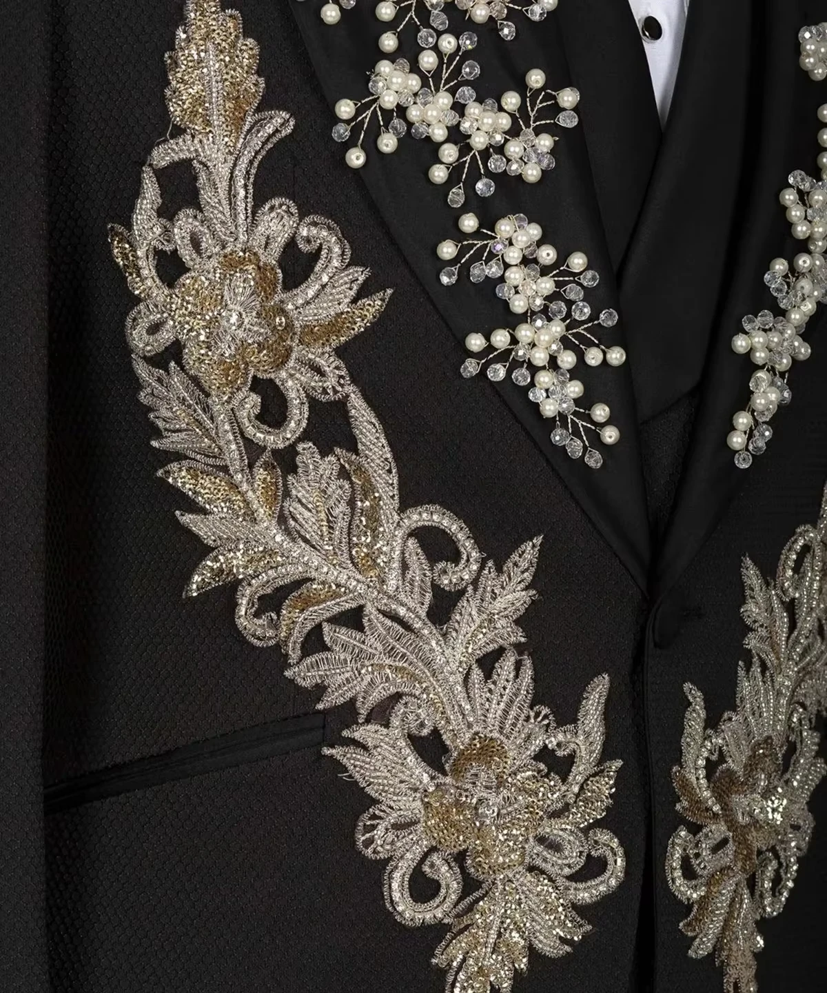 Abito da uomo di lusso personalizzato 2 pezzi Blazer Gilet smoking Appliques Paillettes Perline Slim Fit Matrimonio Sposo Occasioni formali Prom