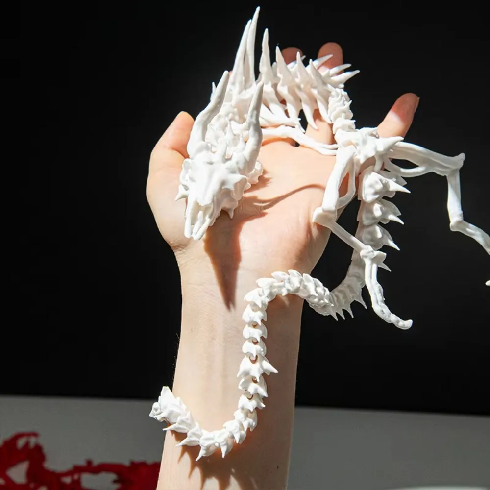 3D Printed Dragon Skeleton Model Full Body Movable Creative Gifts Ornaments Joint Skull Dragon Collectible Figurine Animal Model