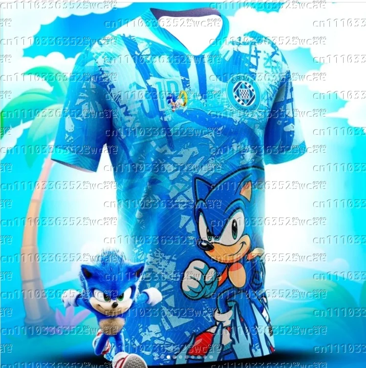 Bandai Brand Anime Sonic Sports Shirt Theme Summer Oversize T-shirt Adult Family Matching 2026