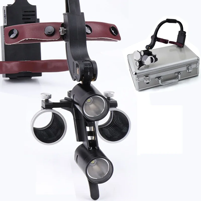 VVDental 2.5X/3.5X LED Head Light Lamp with 2-Battery Surgical Headlight Magnification Binocular Loupes For Dentist Instrument