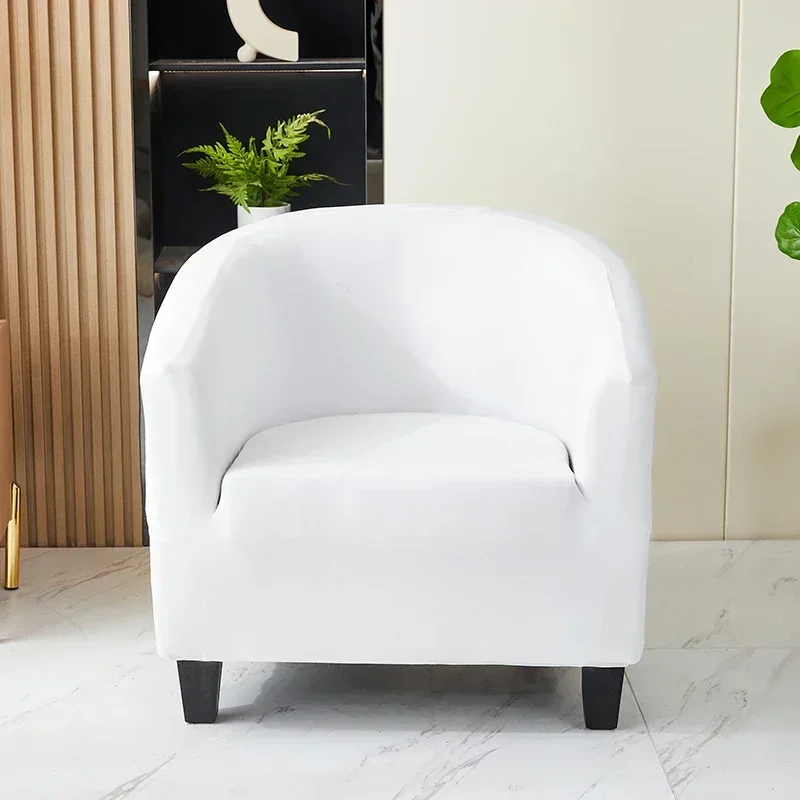 Monochrome Elastic Sofa Cover for Living Room, Stretch Slipcover for Club CafeCouch, Armchair Protector, Single Seater, White