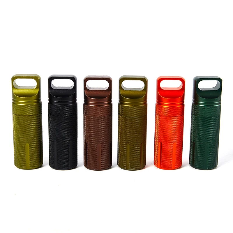 Aluminum Alloy Airtight Pill Container Bottle Portable Outdoor EDC Single Chamber Capsule Holder Waterproof Medicine Case Box