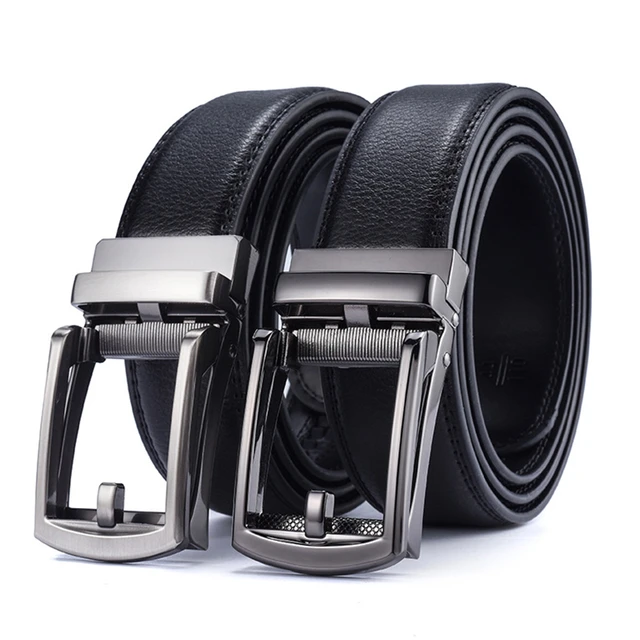 Fashion Mens Leather Belt Square Automatic Buckle Business Leisure Belts Black Belt For Men Jean Pants Waistband AliExpress