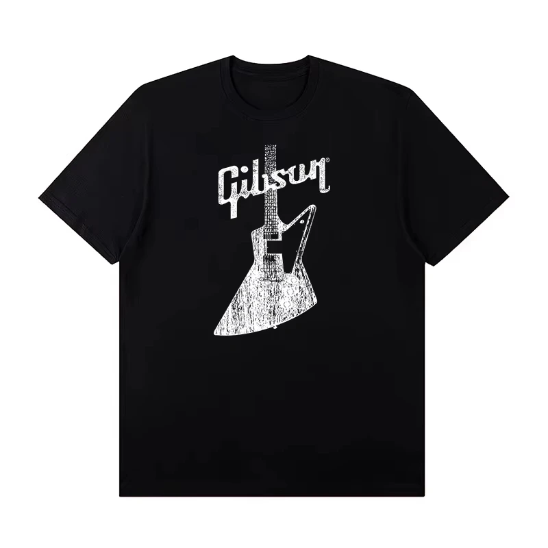 Danqi Yoyo Gibson Electric Guitar Peripheral Graphic Rock T-shirt Short Sleeve Male Band Mens Round Neck T-shirt