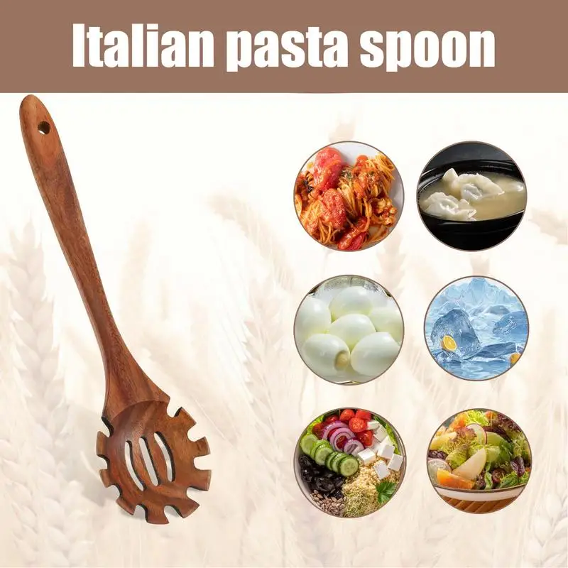 Cuchara de madera para Pasta, cuchara para Fideos de cocina de 12,6 pulgadas, cucharones de madera para mezclar, agitar, degustación y hornear, cucharas con mango largo
